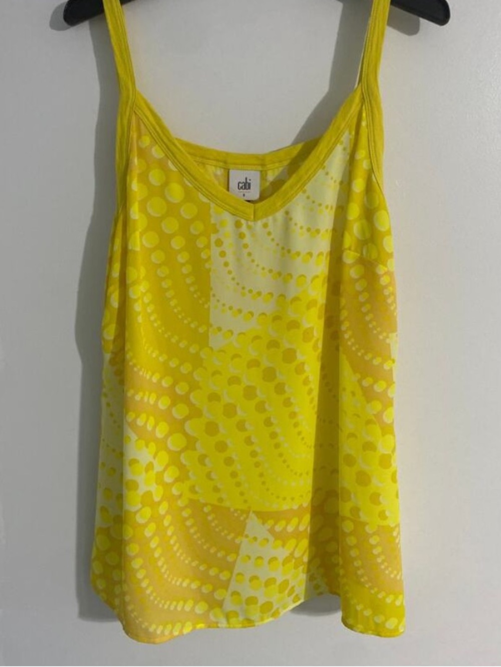CAbi Bright Yellow Dot-Print Spaghetti Strap Camisole